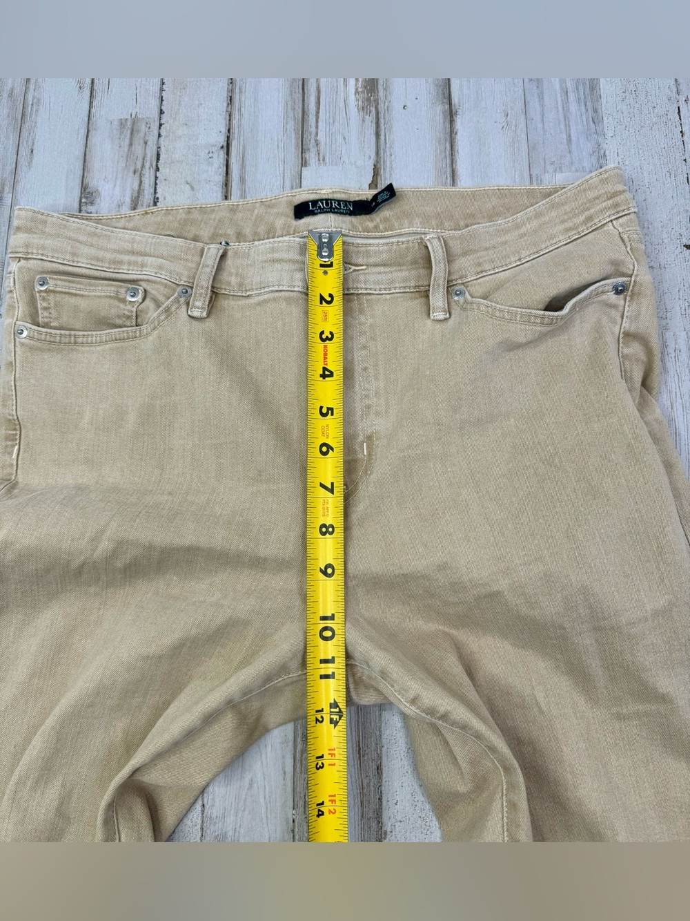 LRL Lauren Jeans Co Ralph Lauren 14 (36x27) Premier Skinny Ankle Jeans Tan - Picture 8 of 12